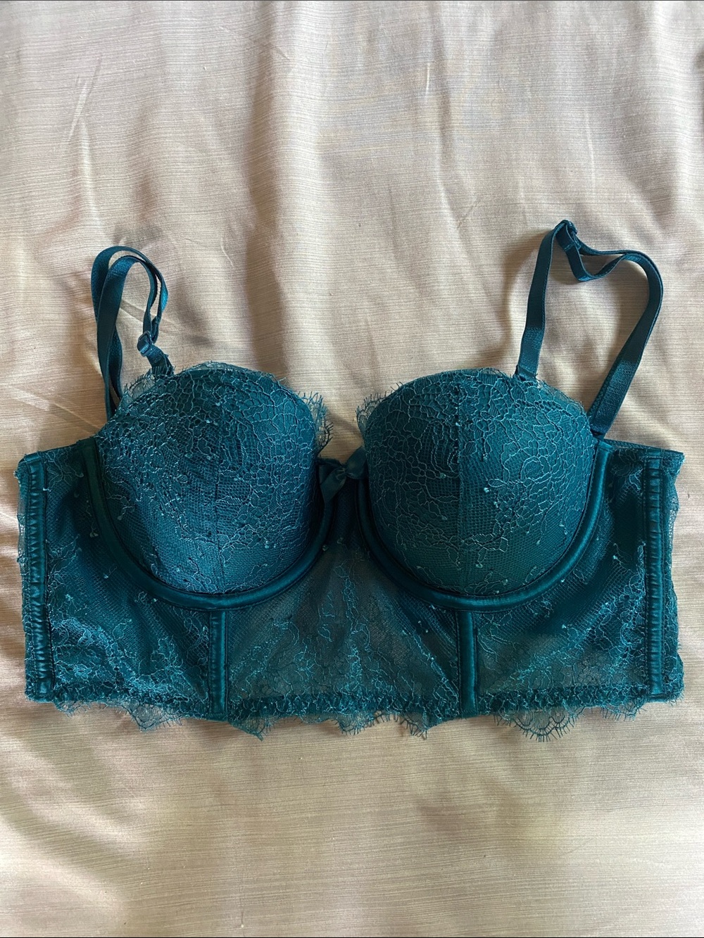 Victoria's Secret Teal Lace Longline Underwire Bra